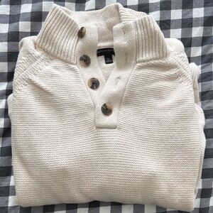 Banana Republic Men's Cream Zip-Up Sweater